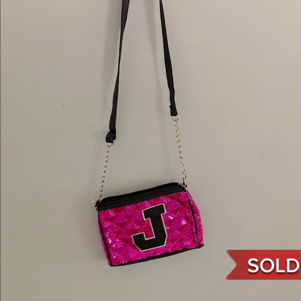 SOLD Pink Justice J Initialed Sequin Purse